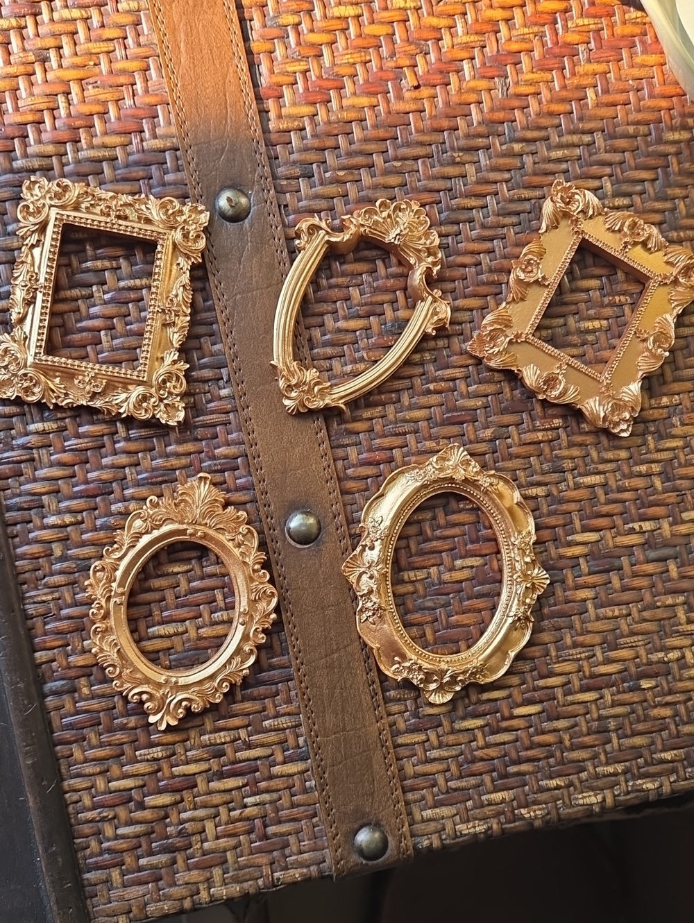 Set of 5 Small Ornate Gold Picture Frames
